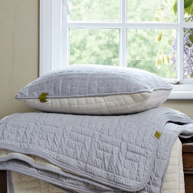 Quilted Cotton Cushion Cover - Cream / Grey - Life of Riley