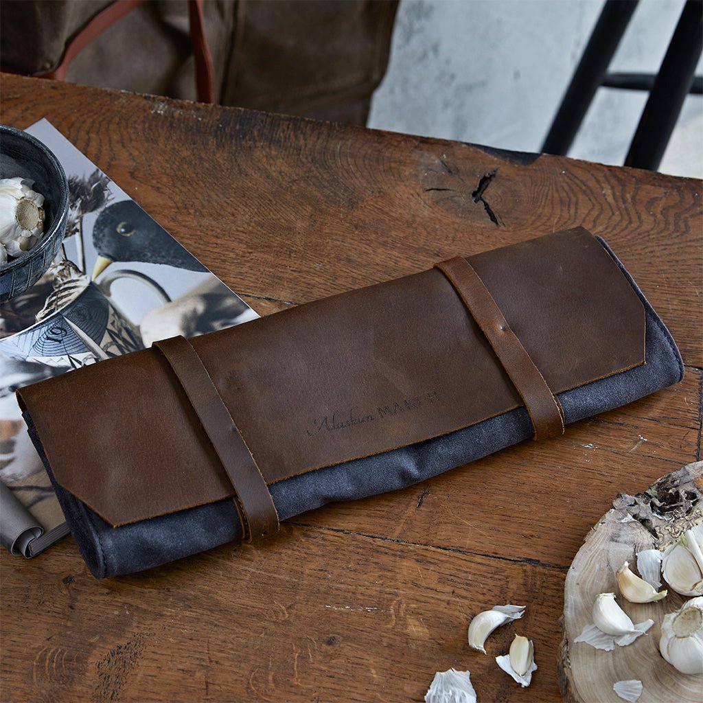 Waxed Canvas & Leather Knife Roll - Life of Riley