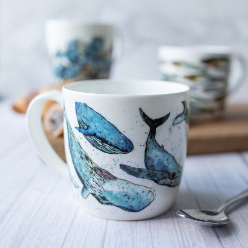whale design bone china mug