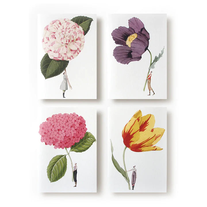 Style 1  - 4 designs in the in blooms notecard set  including a camellia, pansy and tulip