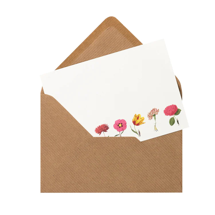 Laura Stoddart flat note illustrated with beautiful flower designs comes with a kraft brown envelope
