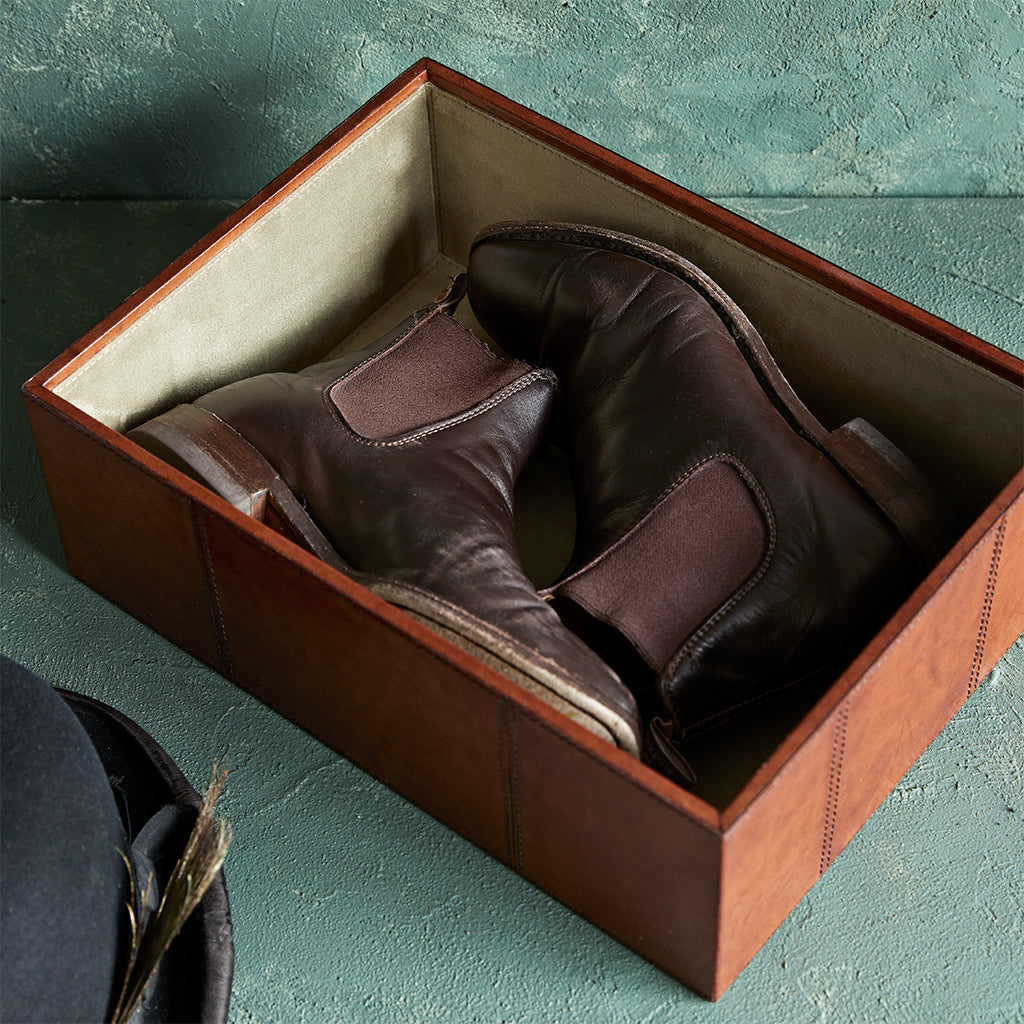 Inside the large shoe box, space to fit boots