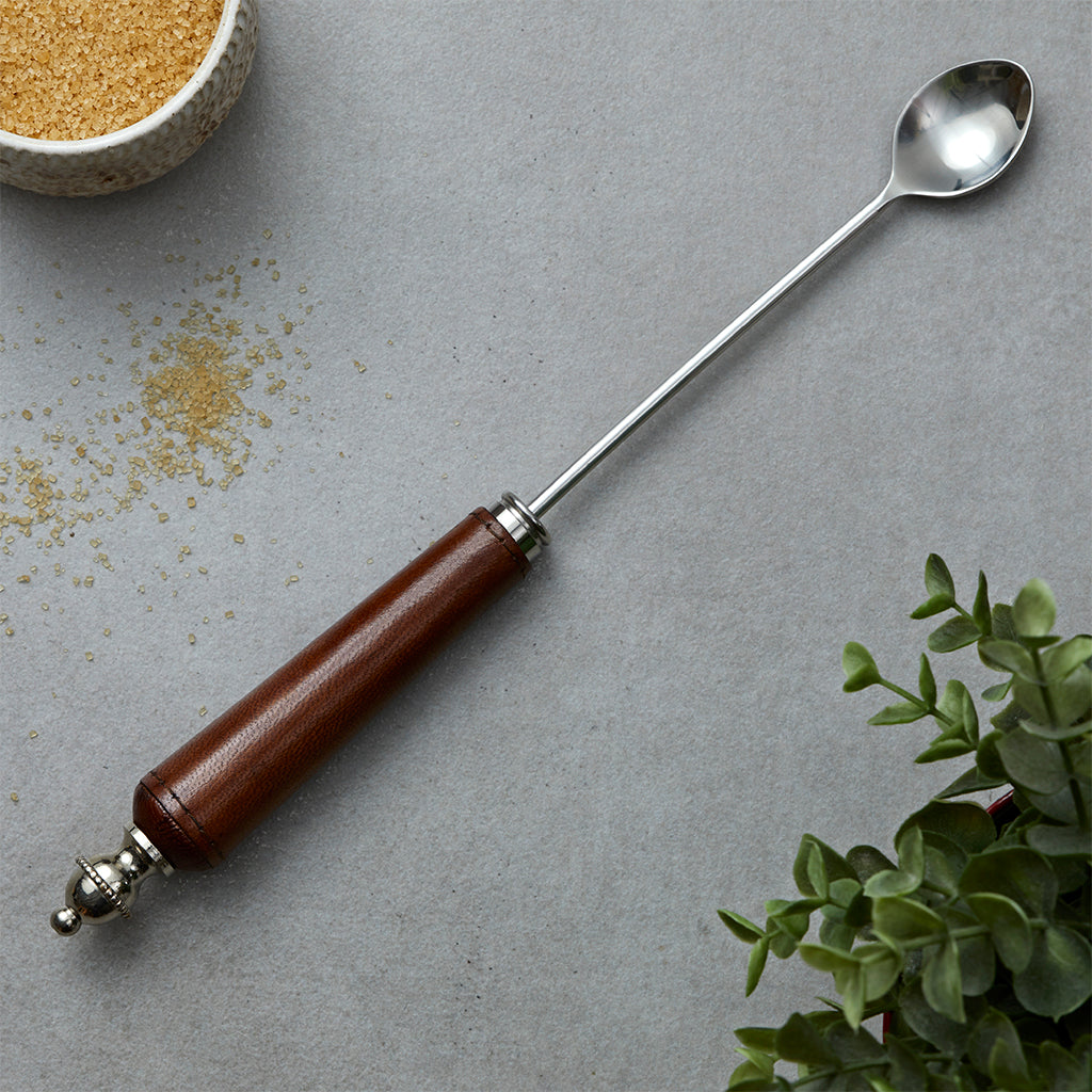 Leather long spoon for cocktails
