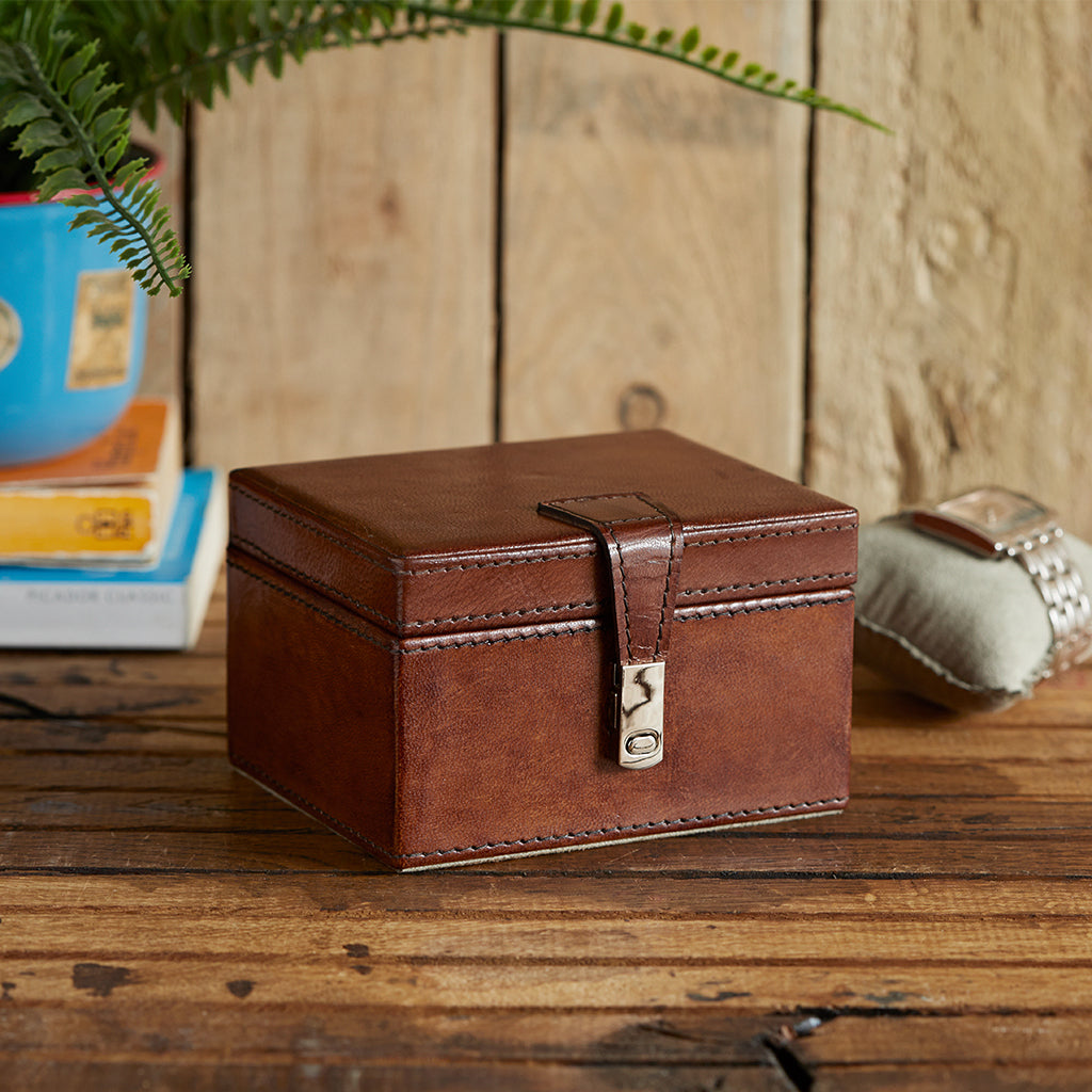 closed leather watch box