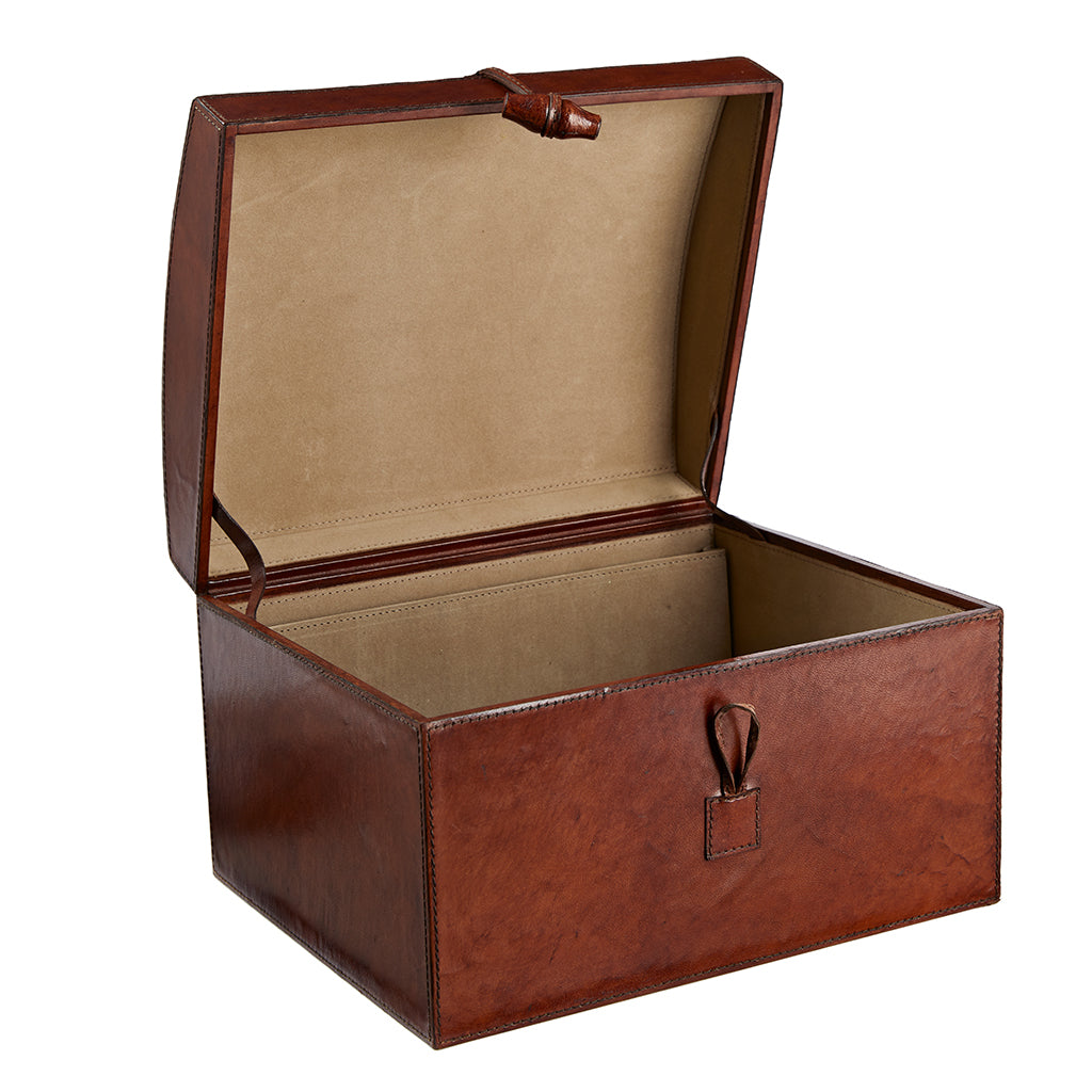 leather memory box open cut out