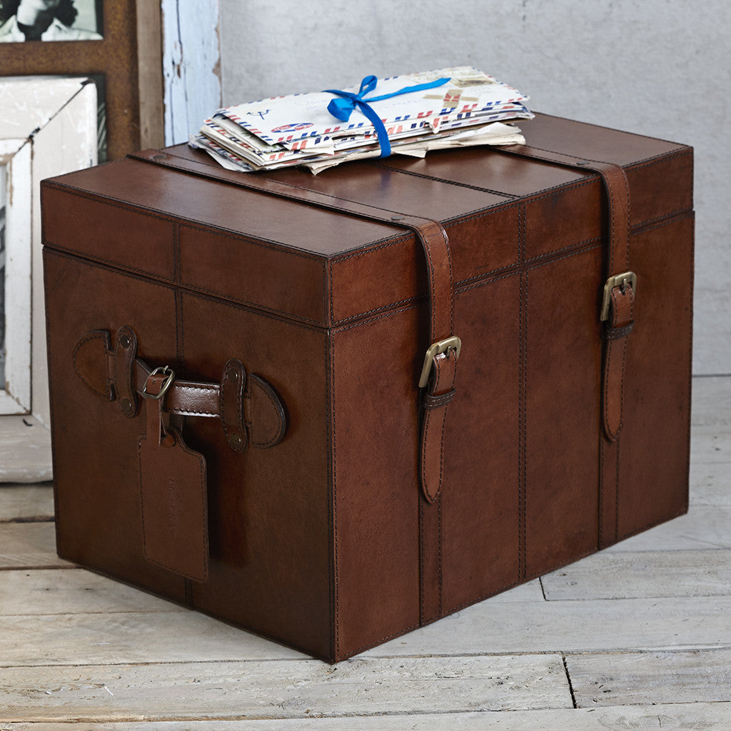 Leather heirloom small trunk
